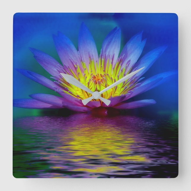 Water Lily Square Wall Clock (Front)