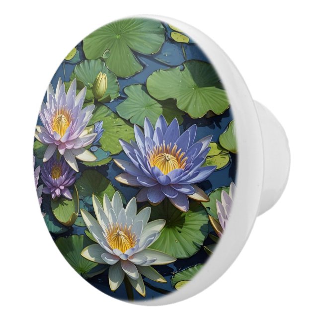 Water Lily vibrant flower Ceramic Knob (Right)