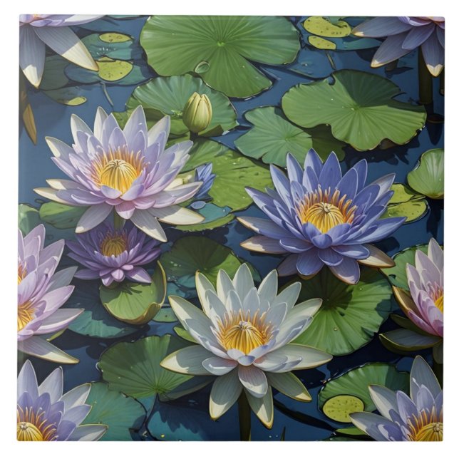 Water Lily vibrant flower Ceramic Tile (Front)