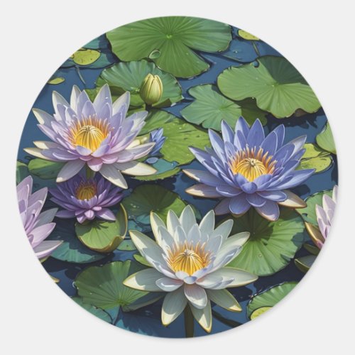 Water Lily vibrant flower Classic Round Sticker