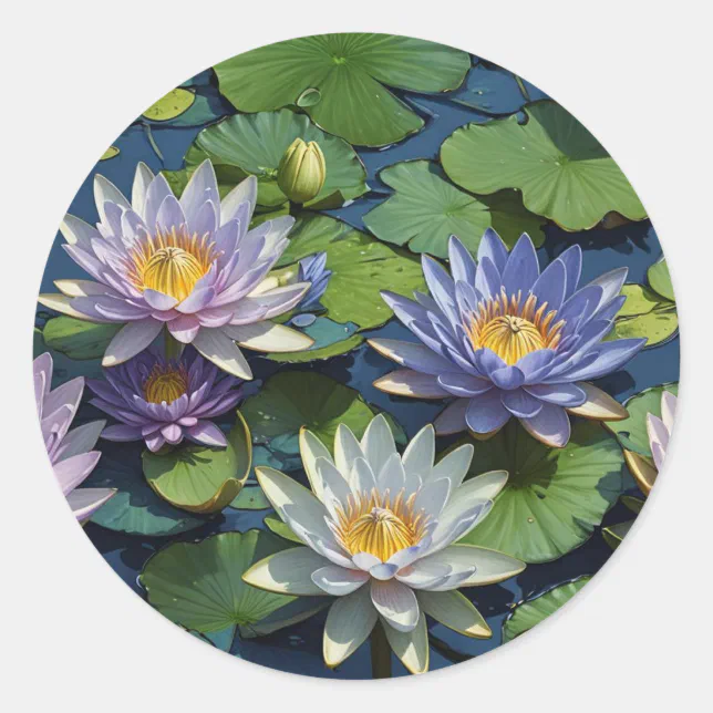 Water Lily vibrant flower Classic Round Sticker | Zazzle