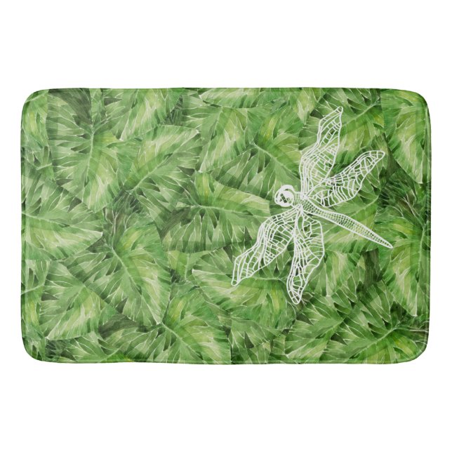 water-lily watercolor bathroom mat (Front)