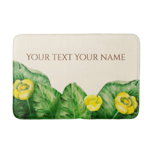 water-lily watercolor bathroom mat