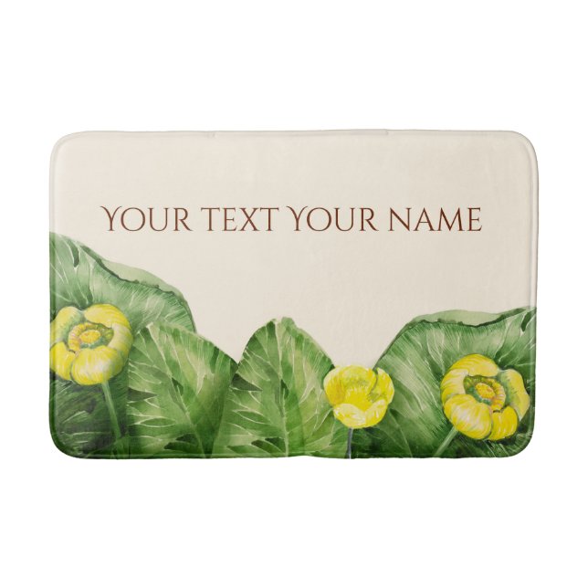 water-lily watercolor bathroom mat (Front)