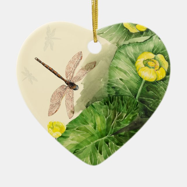 water-lily watercolor ceramic ornament (Front)