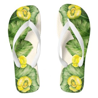 water-lily watercolor flip flops