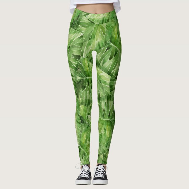 water-lily watercolor leggings (Front)