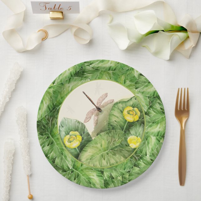 water-lily watercolor paper plates (Wedding)