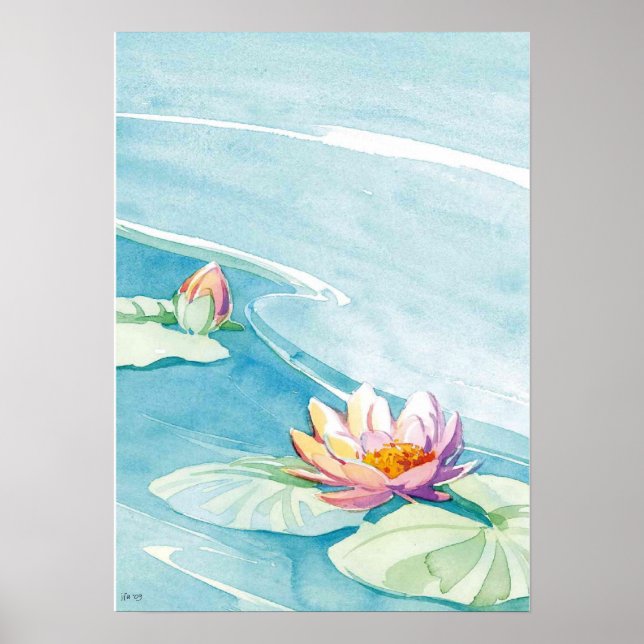 water lily watercolor poster (Front)