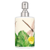 water-lily watercolor soap dispenser & toothbrush holder (Front)