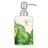 water-lily watercolor soap dispenser & toothbrush holder (Right)