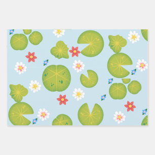 Water Lilypad Floral Pond Wrapping Paper Sheets