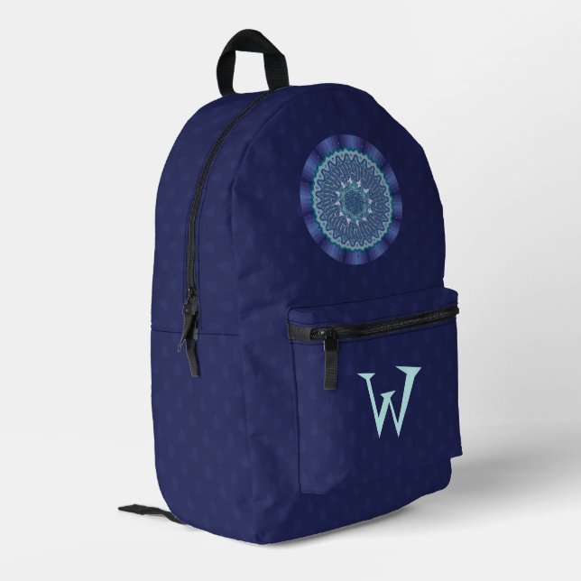 Water Mandala Printed Backpack (Back Corner Left)