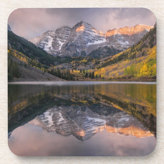 Water | Maroon Bells Colorado Beverage Coaster (Front)