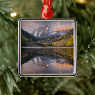 Water Maroon Bells Colorado Metal Ornament
