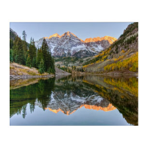 Water   Maroon Bells Lake Aspen Trees Acrylic Print