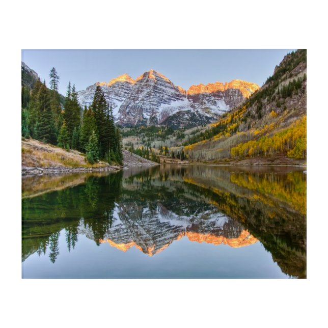 Water | Maroon Bells Lake Aspen Trees Acrylic Print (Front)