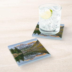 Water Maroon Bells Lake Aspen Trees Glass Coaster
