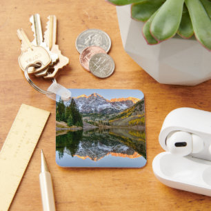 Water   Maroon Bells Lake Aspen Trees Keychain
