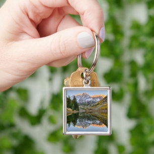 Water Maroon Bells Lake Aspen Trees Keychain