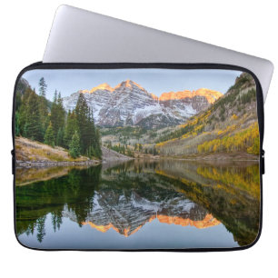Water Maroon Bells Lake Aspen Trees Laptop Sleeve