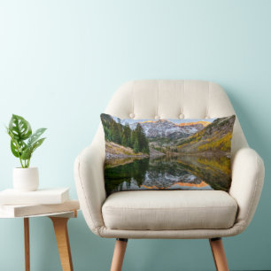 Water   Maroon Bells Lake Aspen Trees Lumbar Pillow