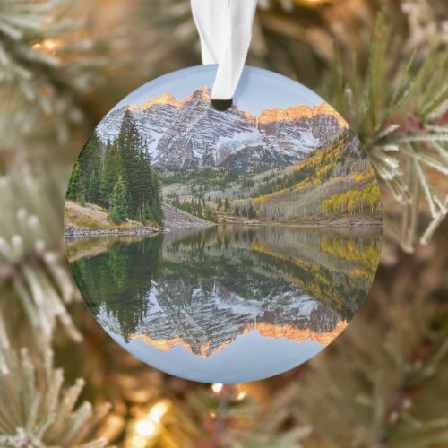 Water  Maroon Bells Lake Aspen Trees Ornament