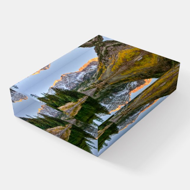 Water | Maroon Bells Lake Aspen Trees Paperweight (Angled)