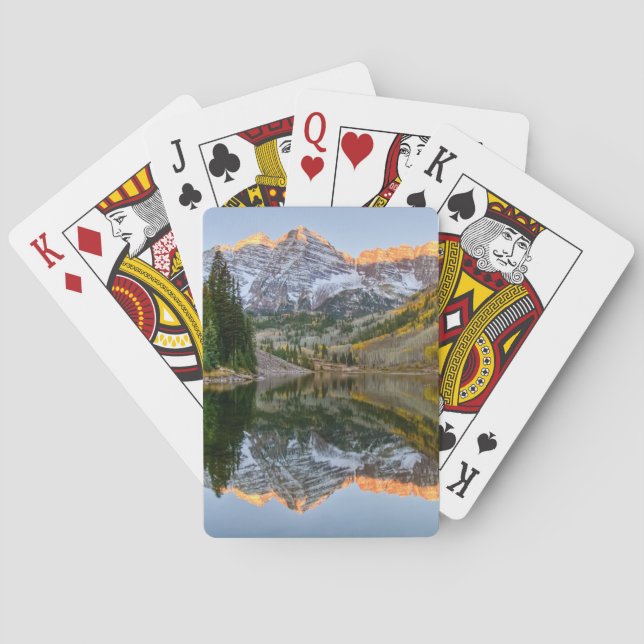 Water | Maroon Bells Lake Aspen Trees Poker Cards (Back)