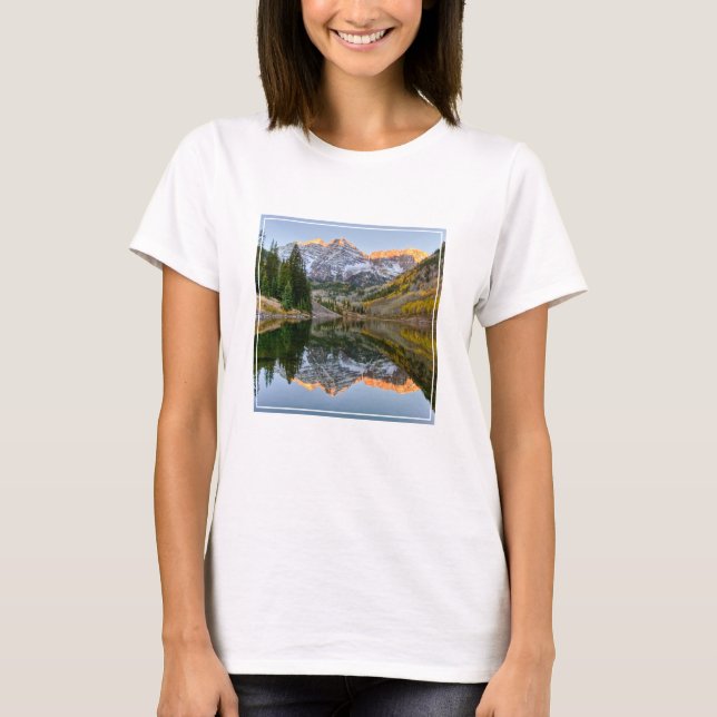 Water | Maroon Bells Lake Aspen Trees T-Shirt (Front)