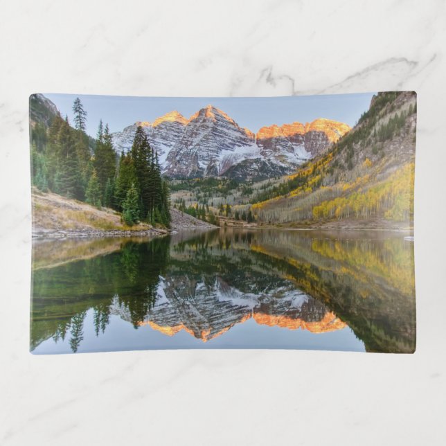 Water | Maroon Bells Lake Aspen Trees Trinket Tray (Front)