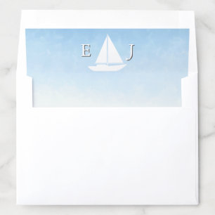 Water Meets Sky Watercolor Wedding Envelope Liner