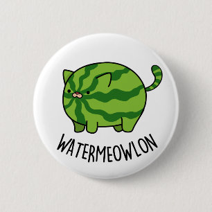 Water-meow-lon Funny Watermelon Cat Pun  Button