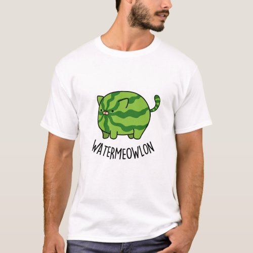 Water_meow_lon Funny Watermelon Cat Pun  T_Shirt