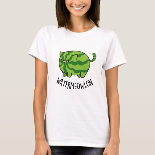 Water_meow_lon Funny Watermelon Cat Pun  T_Shirt