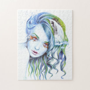 Water Mermaid girl Surreal Fantasy Portrait art Jigsaw Puzzle