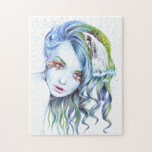 Water Mermaid girl Surreal Fantasy Portrait art Jigsaw Puzzle