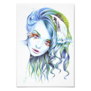 Water Mermaid woman girl Surreal Fantasy Portrait Photo Print