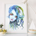 Water Mermaid Woman Surreal Fantasy Portrait Art Poster at Zazzle