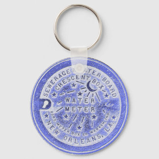 Water Meter Lid in Blue, New Orleans Keychain