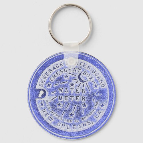 Water Meter Lid in Blue New Orleans Keychain