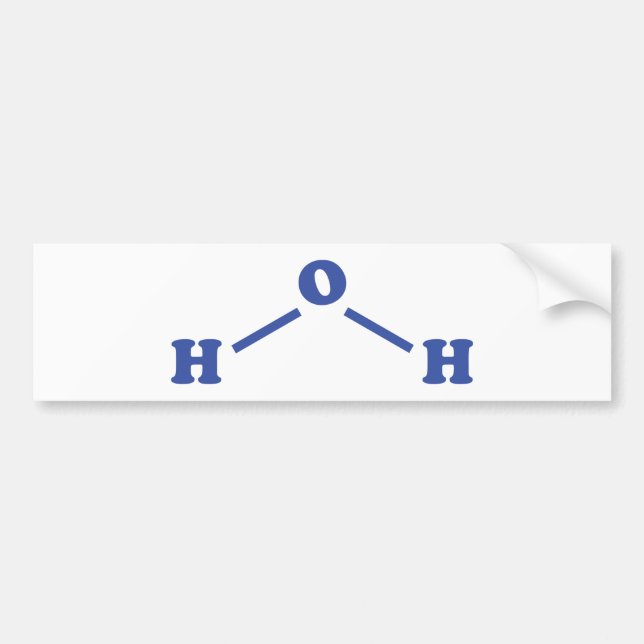 Water Molecular Chemical Formula Bumper Sticker (Front)