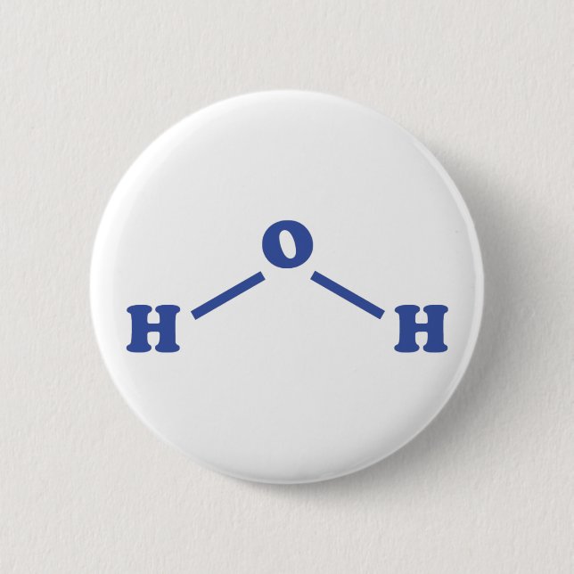 Water Molecular Chemical Formula Button (Front)
