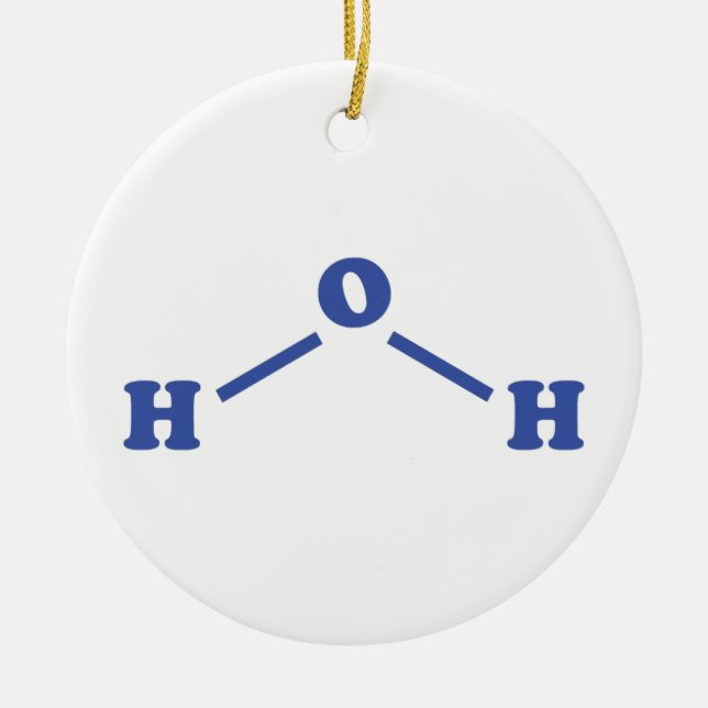 Water Molecular Chemical Formula Ceramic Ornament (Front)