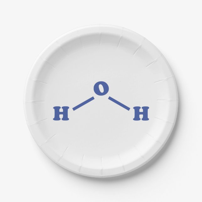 Water Molecular Chemical Formula Paper Plates (Front)