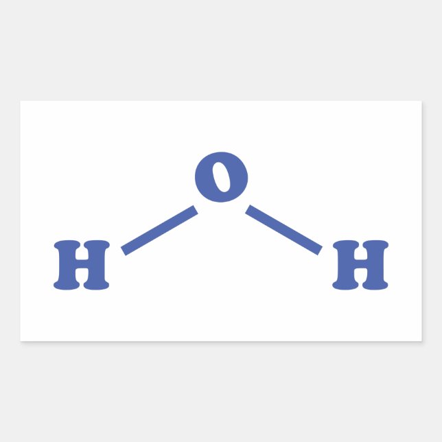 Water Molecular Chemical Formula Rectangular Sticker (Front)