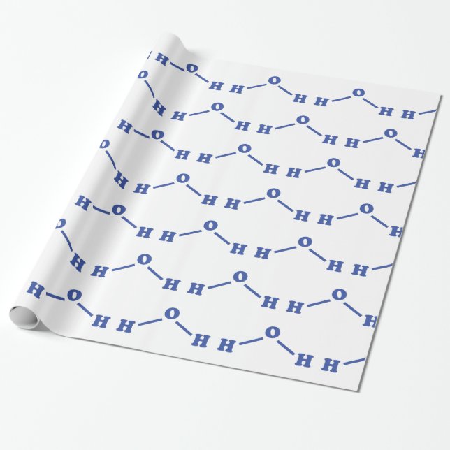 Water Molecular Chemical Formula Wrapping Paper (Unrolled)