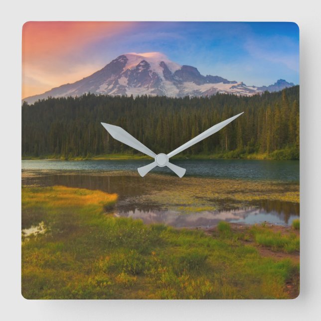 Water | Mt. Rainier National Park, Washington Square Wall Clock (Front)