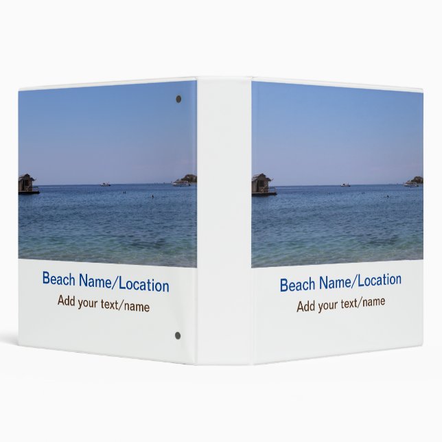 water ocean beach photo add name text place summer 3 ring binder (Background)