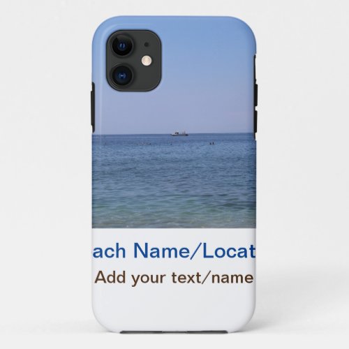 water ocean beach photo add name text place summer iPhone 11 case